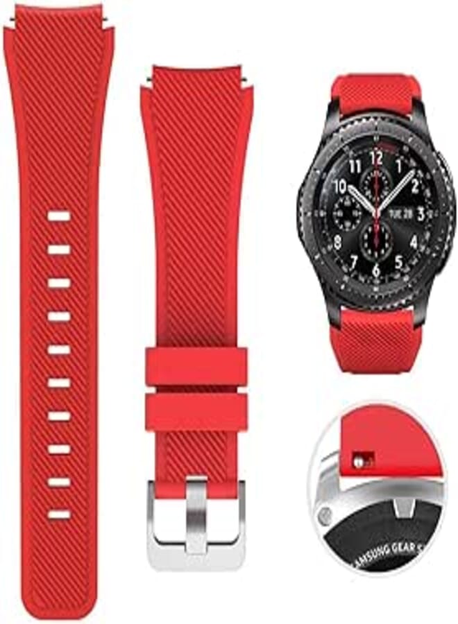 SAPU Bands for Samsung Gear S3 Frontier/Classic Watch Silicone Bracelet, Sports Silicone Band Strap Replacement Wristband for Samsung Gear S3 Frontier/S3 Classics Red